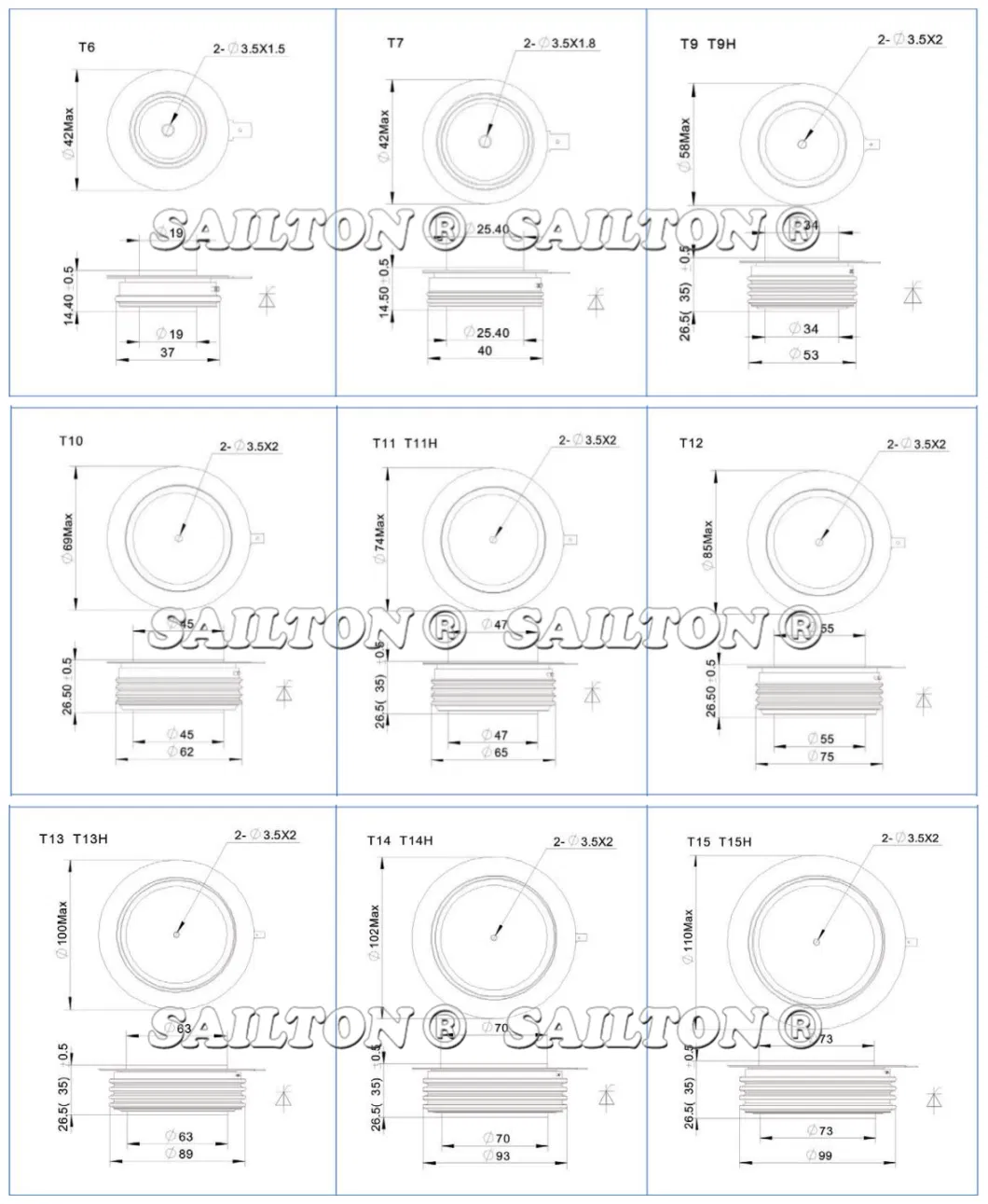 Capsule Type High Frequency Thyristor SCR Y30kac Tc=55 Current 580A 800-1200V